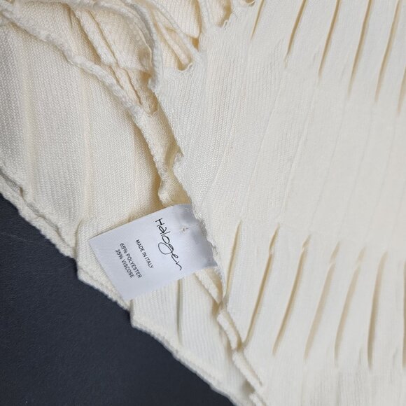 Halogen Ivory White Textured Scarf Rectangle Viscose Polyester Italy Fringed VTG - Picture 5 of 6